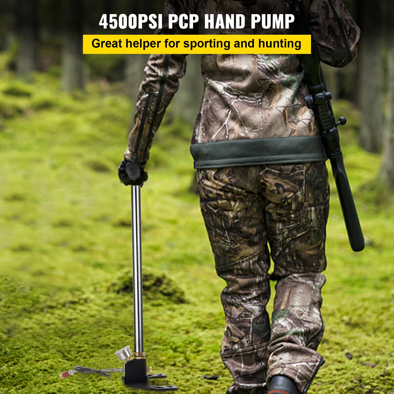 SucceBuy 3 Stage PCP Pump + Pressure Gauge 4500PSI Tire Kayak Ball Inflatable Rifle Air Gun Filling Stirrup High Pressure
