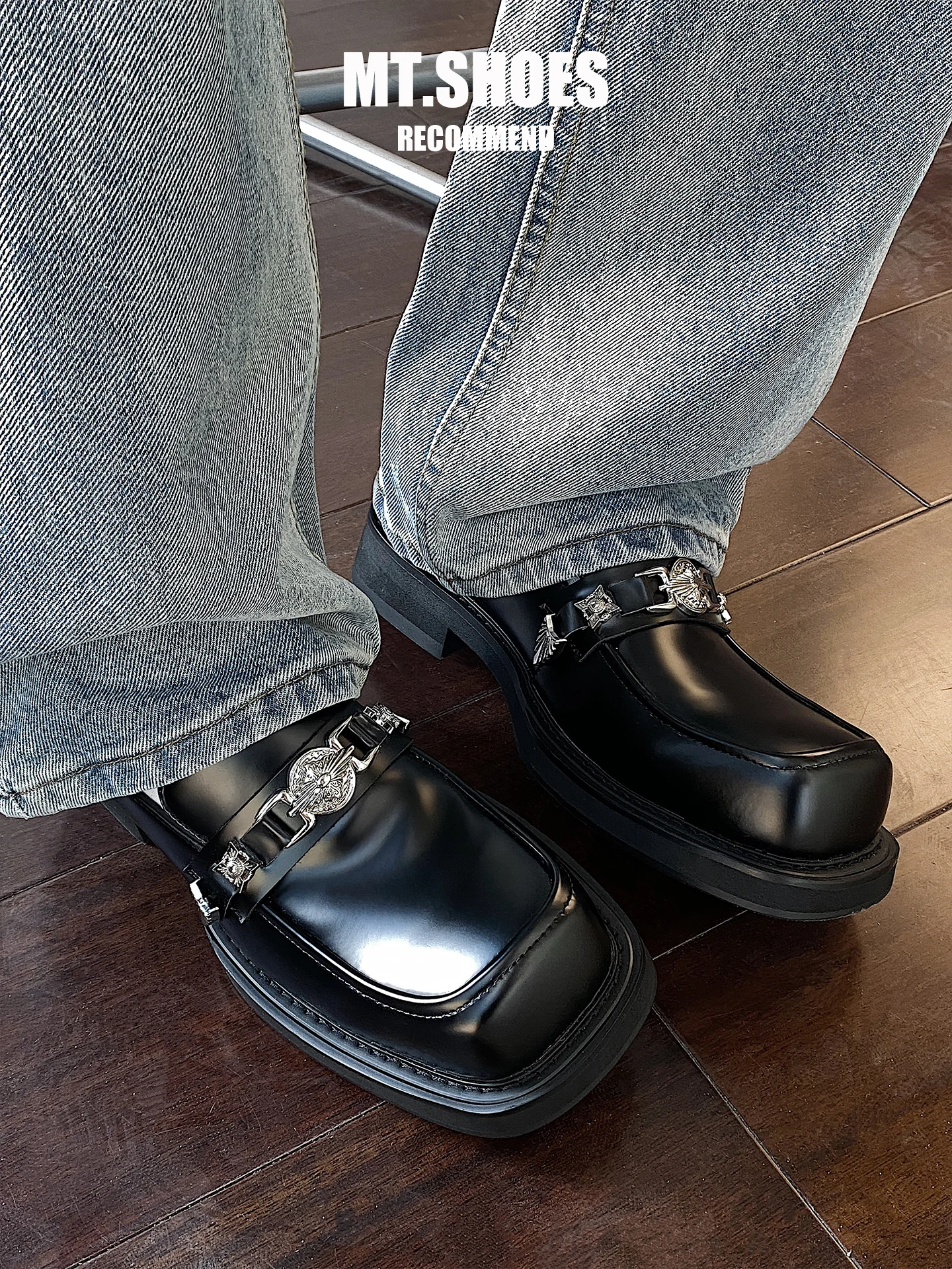 

Classic Men's Flats oes 2025 New Sle Ele Square Head Design One-Step oes Retro Bae Comfortable Breath...