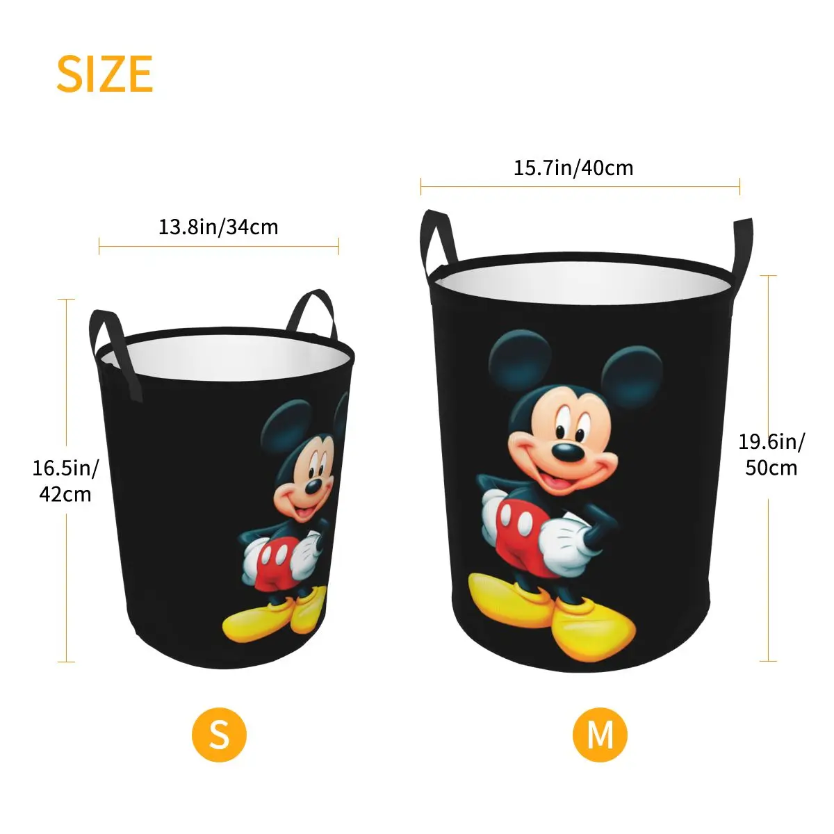 Customized Disney Mickey Mouse Minnie Laundry Basket Foldable Cartoon Clothes Toy Hamper Storage Bin for Kids Nursery