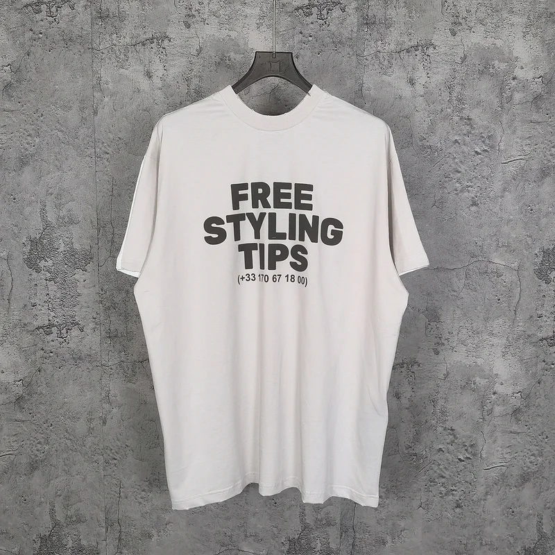 

24ss FREE STYLING TIPS Printed Women Men T shirts tees Double-Sided Stitched AB Design Round-Neck Short-Sleeve Cotton T-shirt