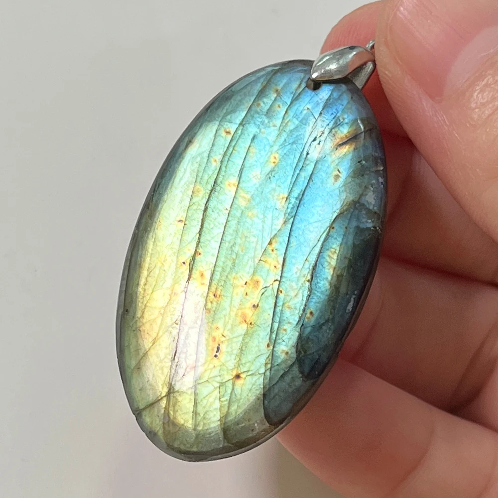 Necklace Pendant Natural Stone Irregular Shape Bead Green Purple Red Orange Labradorite  Pendant for Women Men Jewelry 1Pcs
