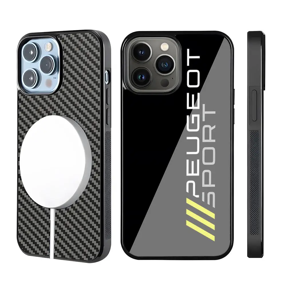 P-eugeotes Car Logo Phone Case For Magsafe Phone Case For IPhone 16 15 14 13 12 11 Plus Pro Max Mirror Acrylic Cover TPU