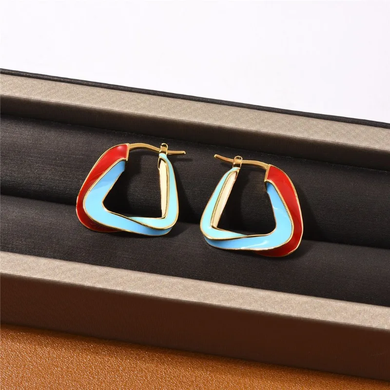 

Timeless Wonder Fancy Multi Color Geo Twist Hoop Earrings for Women Jewelry Goth Party Punk Designer Luxury Trendy Ins Rare 6336