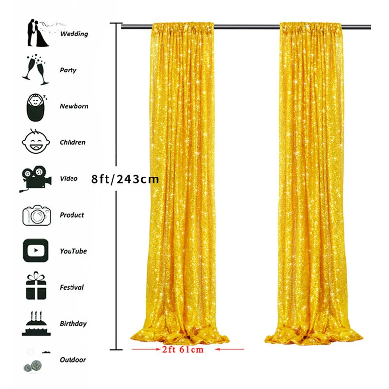 Gold Rose Sequin Backdrop Curtain Panels Stage Baby Shower Wedding Birthday reception Party Photo Booth Background Drapes image 5