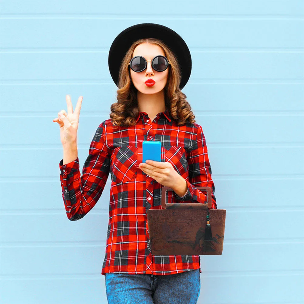 

2 pcs Handcrafted Wooden Handbag Handles Retro Rectangular Bag Replacement Tote Bag Making Supplies Diy Purse Handle