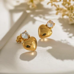 Fashtion Heart Stainless Steel Earrings 18K Gold Plated Waterproof Jewelry for Women Trendy Jewelry Gift