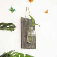 Hydroponic Plant Pendant Wall Vase Wood Flower Container Home Decor Bedroom Living Room Office Stylish Craft Gift