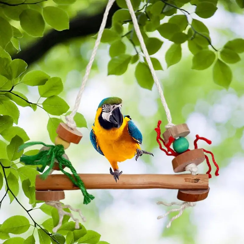 Houten Vogelschommel Speelgoed Natuurlijk Hout Papegaai Baars Praktisch Vogelspeelgoed Voor Parkieten Tortelduifjes Medium Papegaaien Valkparkieten