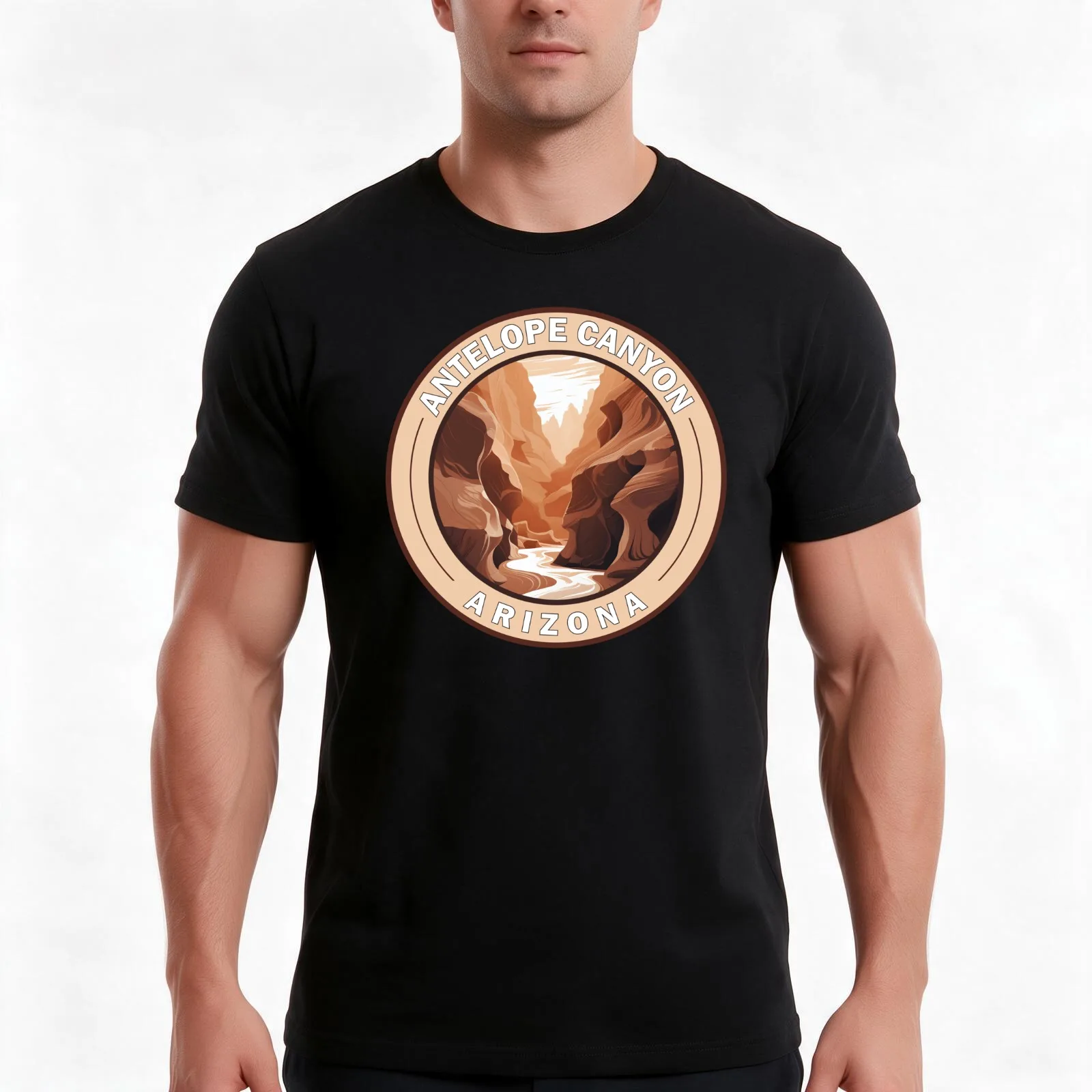 Antelope Canyon Arizona Retro Badge T-Shirt, Summer Casual Cotton Tee, Oversized Streetwear Tops, Vintage Graphic Print
