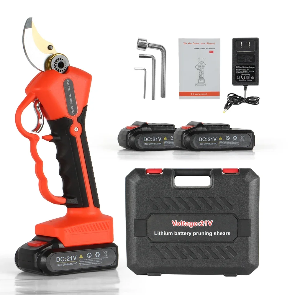 Electric Pruning Shears 21V Battery, 32mm Professional Cordless Electric Branch Cutter Scissors, Garden Pruning Shears