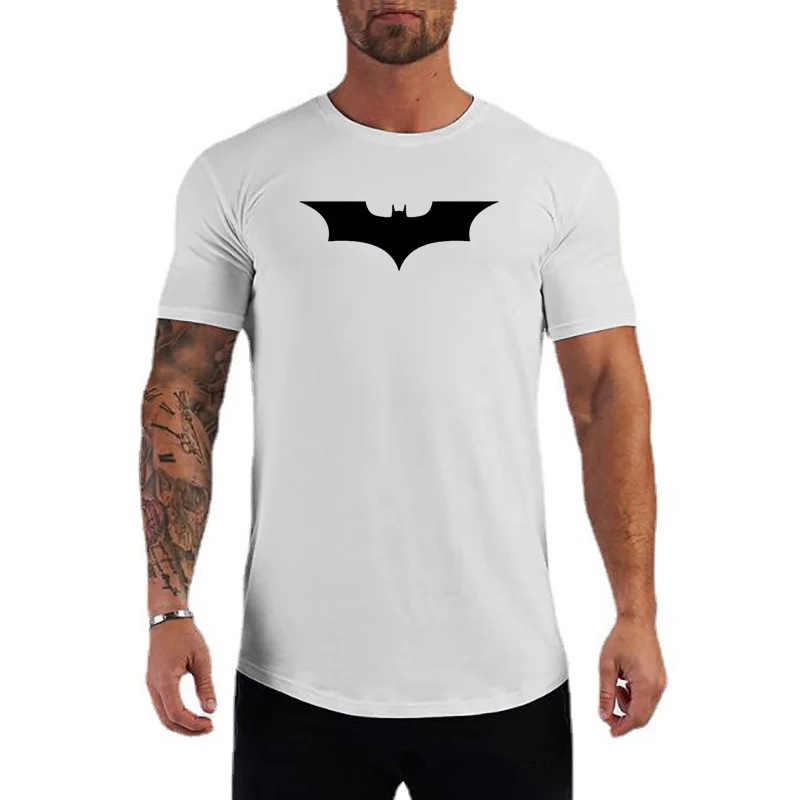 

Men's Cotton New Black Bat Printed T-shirt Comfortable Fitness Exercise Casual Short-sleeved Top