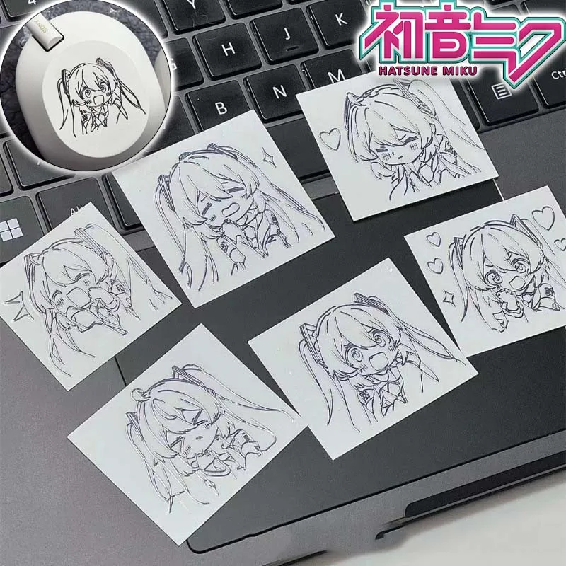 6PCS Hatsune Miku Stickers DIY Laptop Phone Diary Cartoon Stickers Kids Reward Stickers Gifts Decoration Waterproof Decals Toys