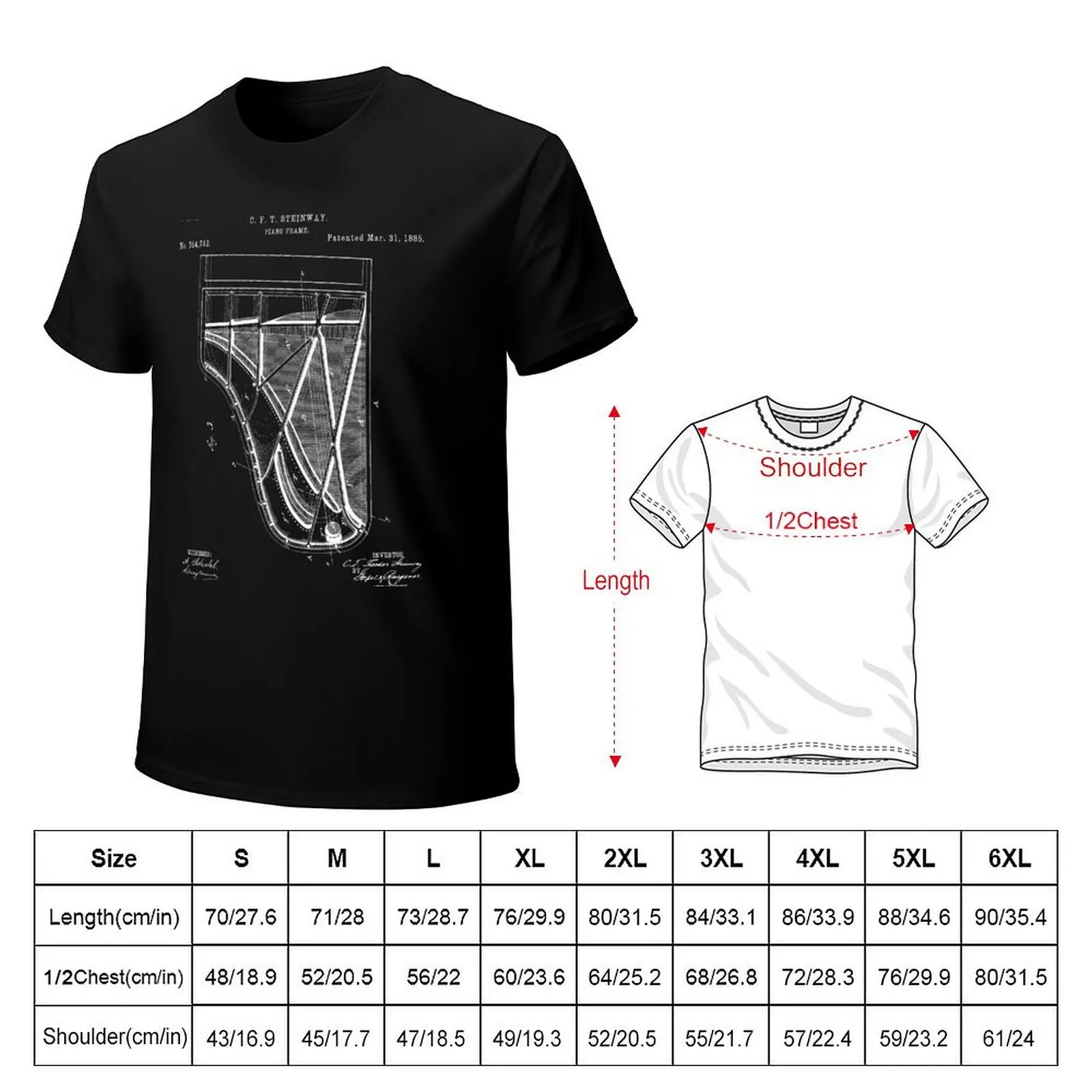 Steinway Grand Piano Patent - Piano Player Art - Black Chalkboard T-Shirt new edition Louboutins mens clothes