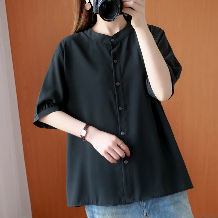 

plus Size Casual irt Women's Fat MM Slimming Top Summer Clothes 200 Pou Belly Covering Loose Fit Pure Color Open Cardiga...