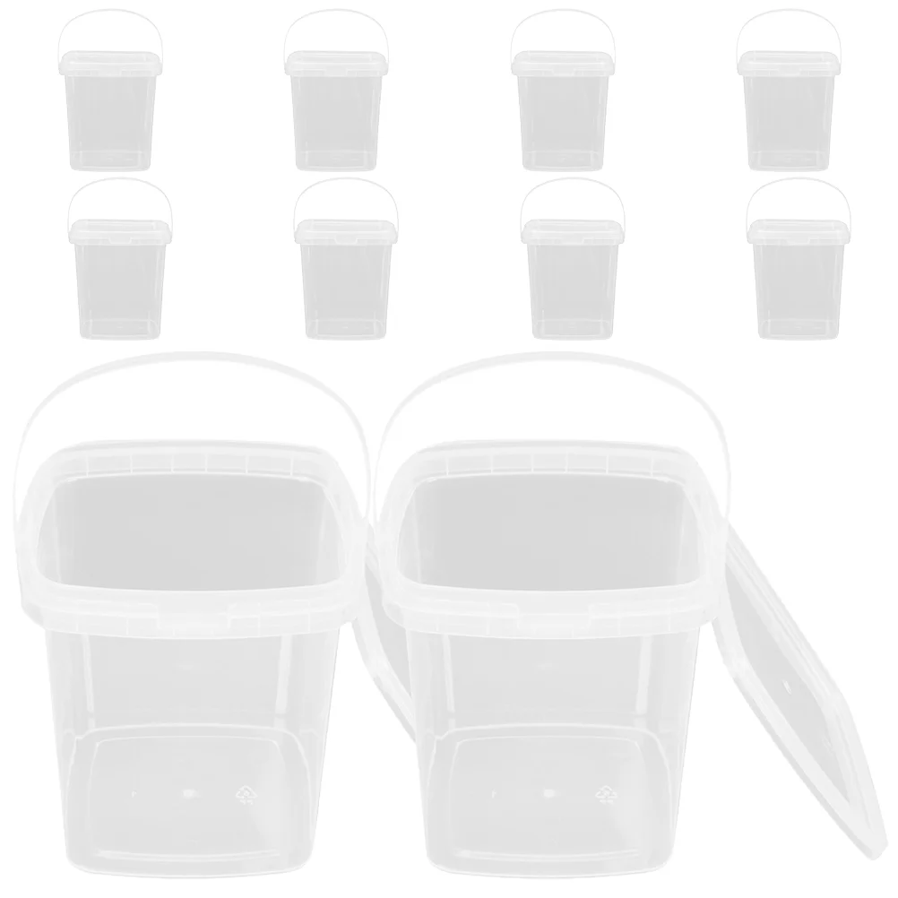 10 Pcs with Cover Ice Cream Bucket Storage Bin Lid Buckets for Freezer Pp Reusable Containers Lids