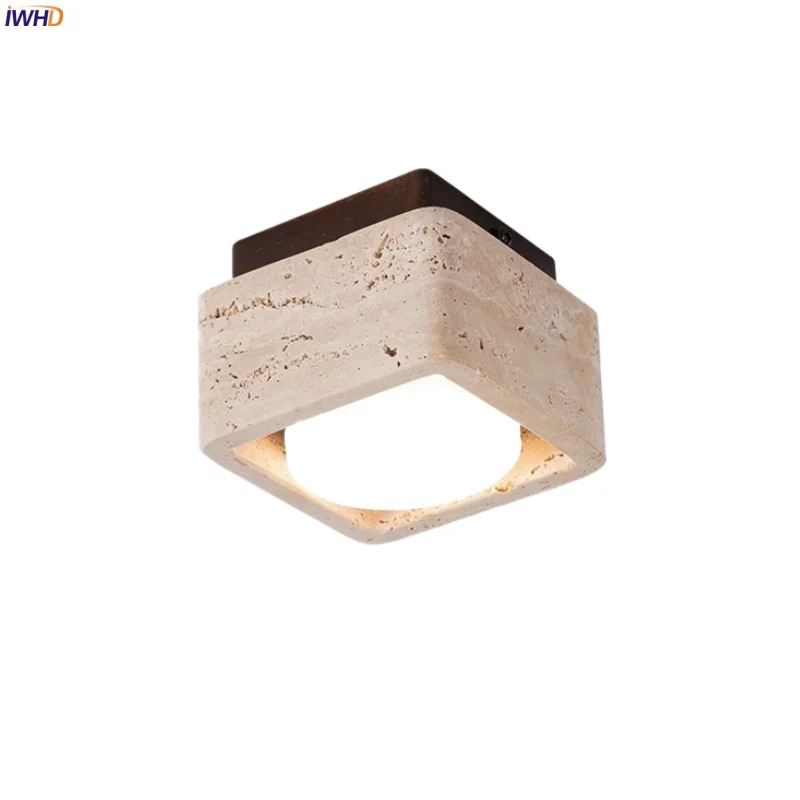 

IWHD Home Decor LED Ceiling Lamps Living Room Bedroom Design Yellow Travertine Nordic Minimalism Ceiling Lights Lampy Sufitowe