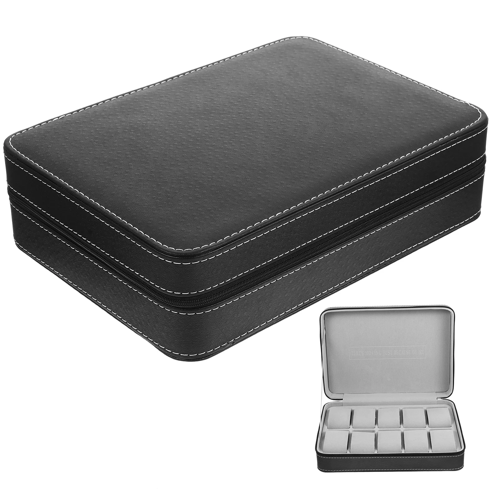 

Watch Case Zipper Closure Travel Organizer Storage Box For Ten Watches Portable Scratch-Proof Display Holder