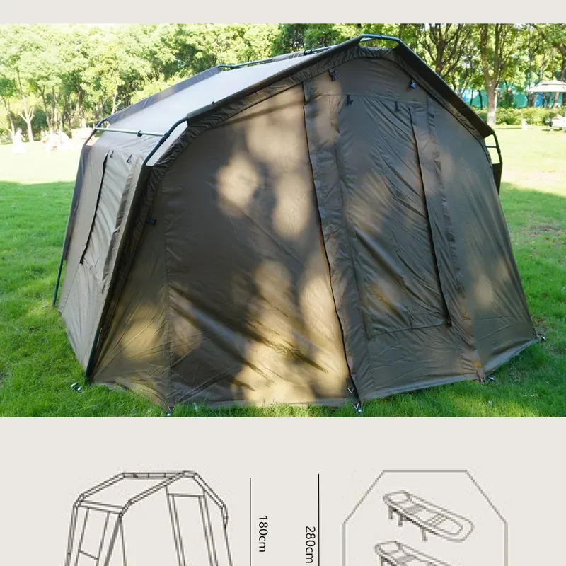 Large Waterproof Fishing Tent Heavy Duty Oxford Cloth Shelter for European Carp Angling Multi Person Outdoor Camping Bivvy