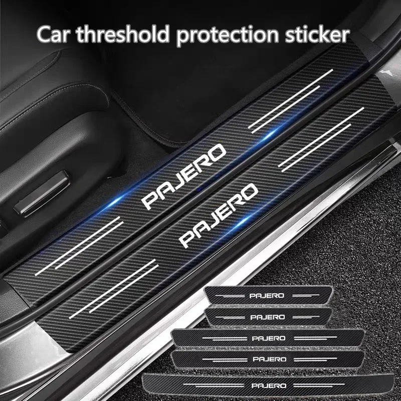 

60X7CM Auto Door Sill Protection Tape Carbon Fiber Protector Strip Sticker For Mitsubishi Pajero 2 3 4 Accessories