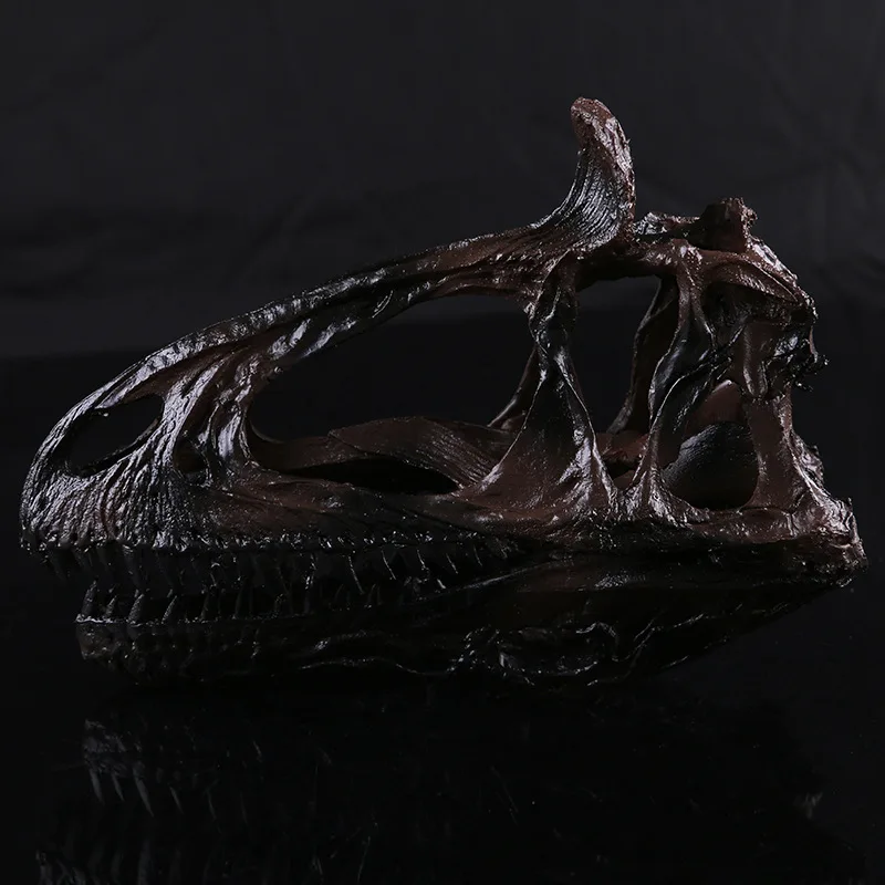 Cryolophosaurus Dinosaur Head Skull Skeleton Sculpture Dinosaur Model Fossil Skeleton Teaching Model Props Gift for Home Decor