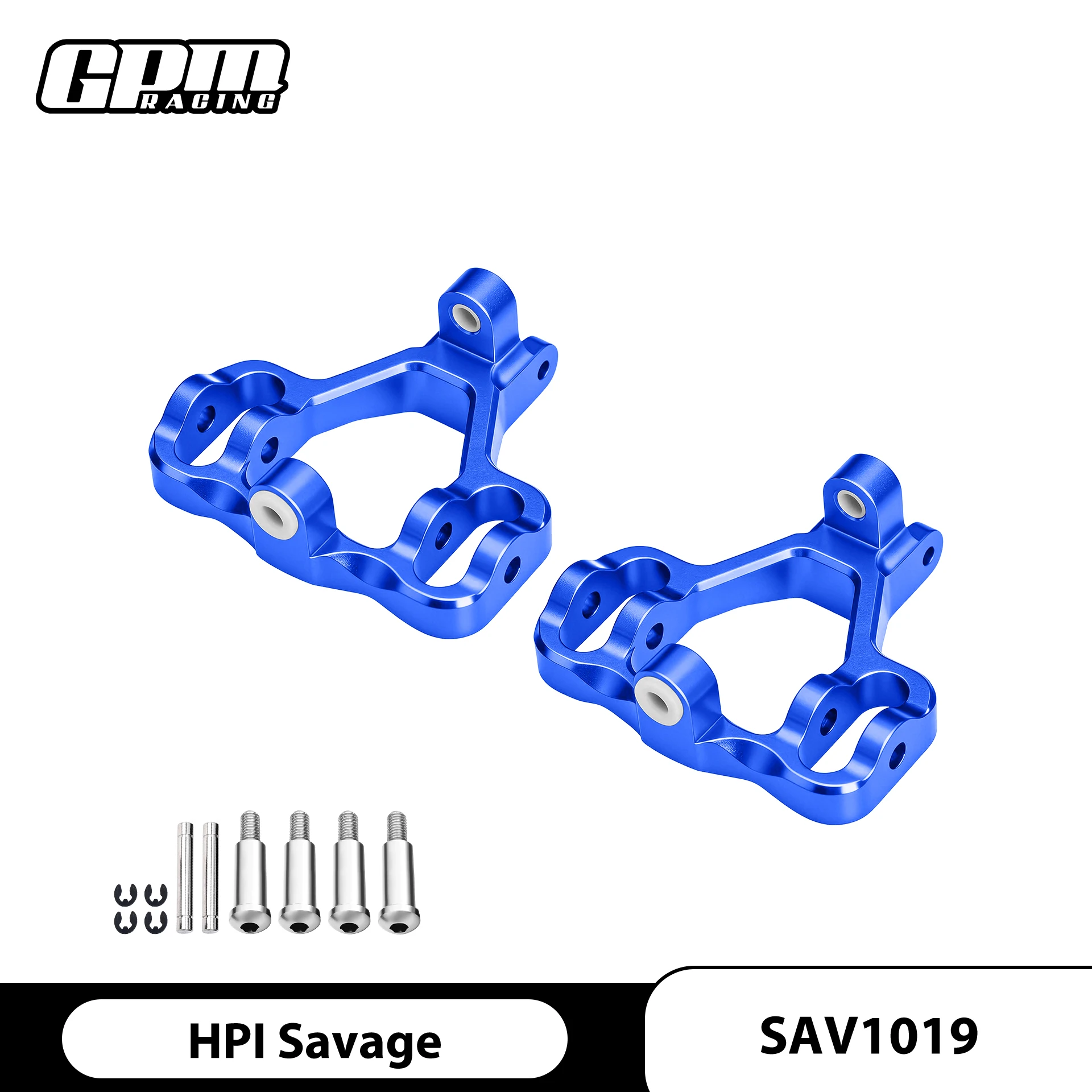 GPM ALLOY FRONT/REAR C-HUB  WITH STEEL KING PIN&SCREWS&WASHERS - 1PR SET  (SAV, SAX) HPI 1:8 SAVAGE FLUX