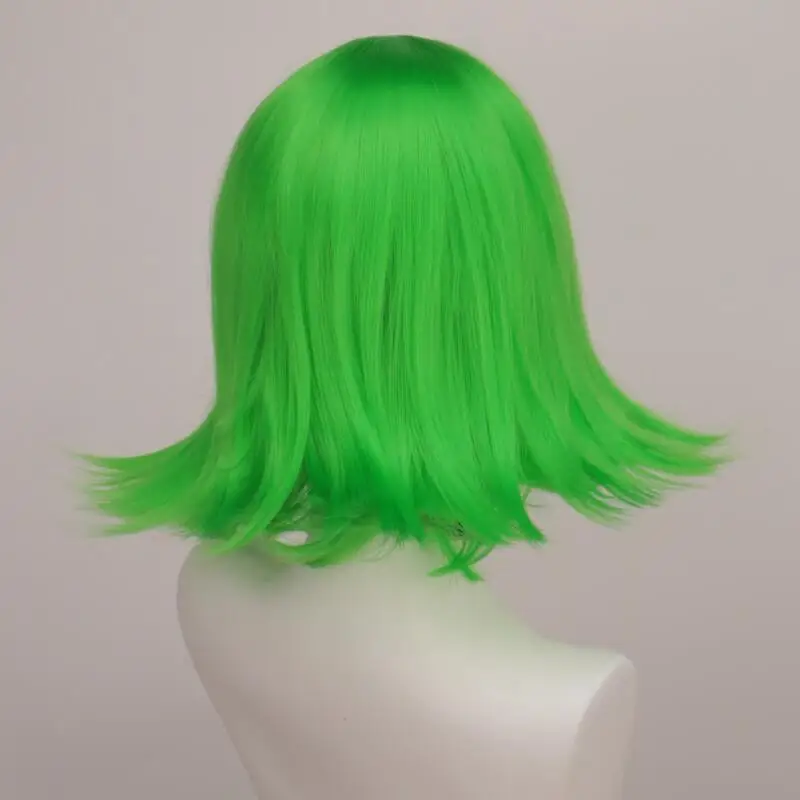 Anime Short Bob With Bangs Cosplay Wig Boy Girl Blue Green Heat Resistant Synthetic Fiber Wig For Halloween Role Play Daily Prop view 6