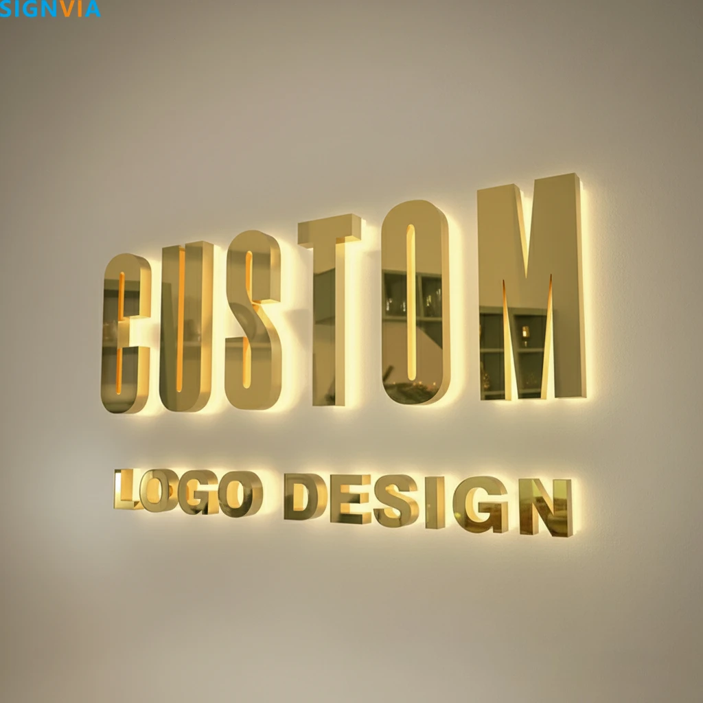 ป้ายตัวอักษรโลหะเรืองแสงแบบกำหนดเอง - ป้ายไฟ LED อะคริลิค 3 มิติ สำหรับธุรกิจ, ป้ายโฆษณาติดผนังนีออนแบรนด์หรู
