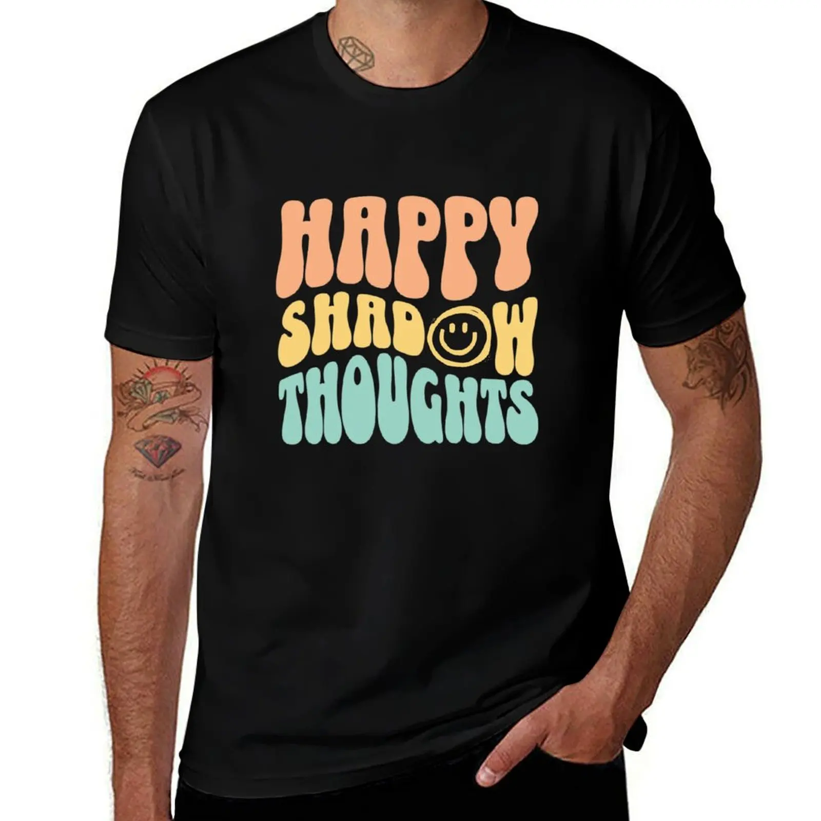 

KOTLC Happy Shadow Thougths Quote T-Shirt man t shirt cotton high quality g man t shirts for men anime t shirts oversize T-Shirt