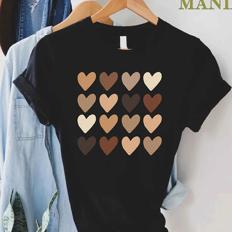 

Black Lives Matter Women T Shirts Love Heart Valentines Day T-shirt Kawaii Graphic Tee O Neck Feminist Tshirt Dropshipping