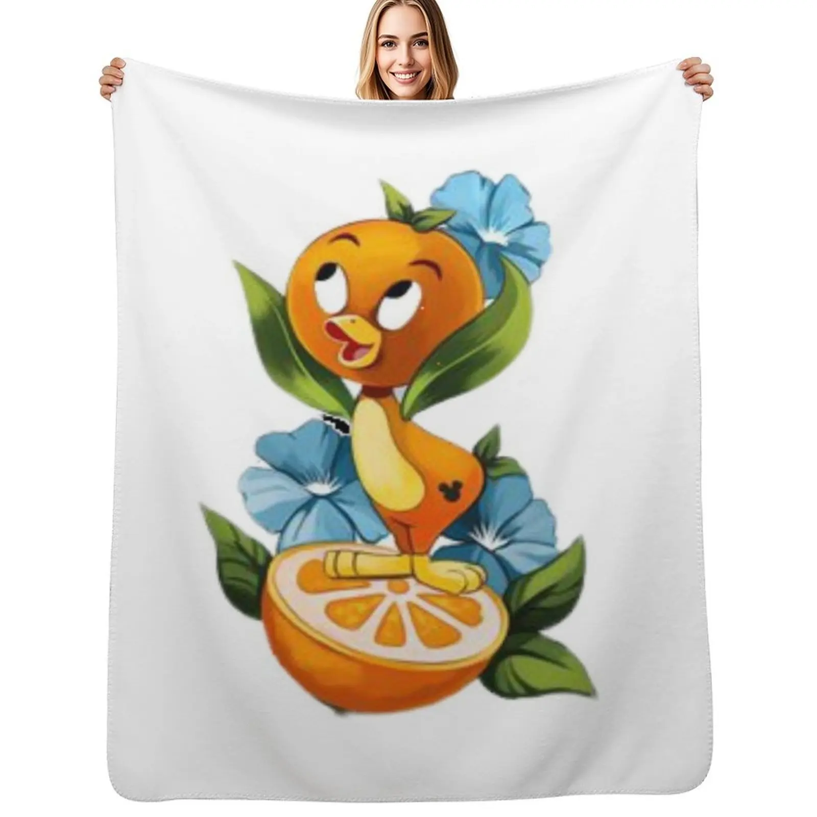 

Cute Orange Bird Throw Blanket Portable Lightweight Blanket for Travel Camping
