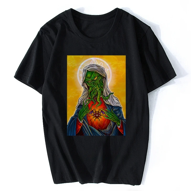 Blessed Virgin Mary Cthulhu Imperator Funny Anime t-shirt Homme Short Sleeve Casual T Shirt Men Tshirt Unisex Streetwear