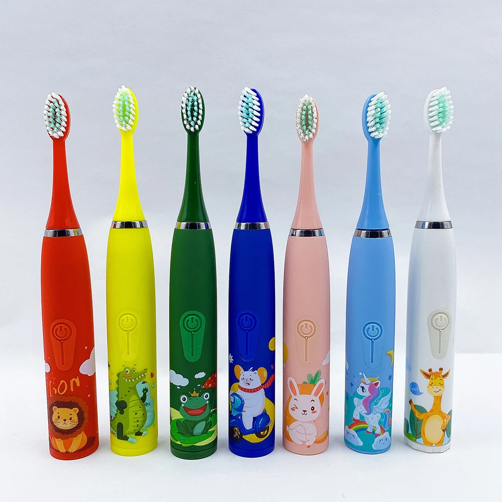 Brosse à dents électrique pour enfants, avec 6 têtes de rechange, 24,000 vibrations pour filles, batterie 62