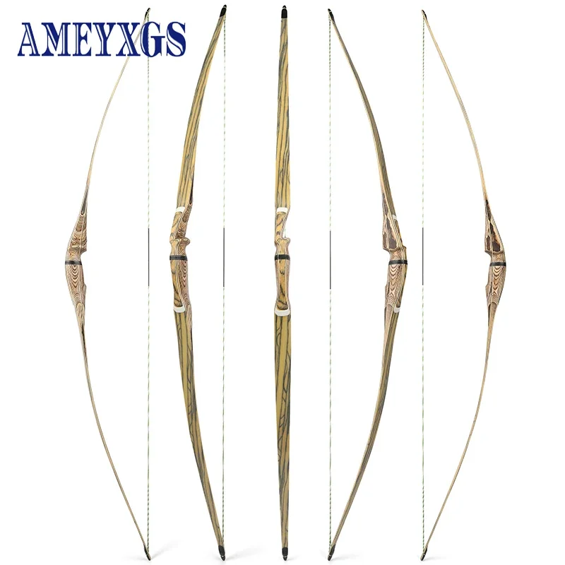 

Archery 60/62/64Inch Traditional Wooden Longbow 20-50lbs Split Takedown Bow Right Hand for Hunting Shooting Accessories