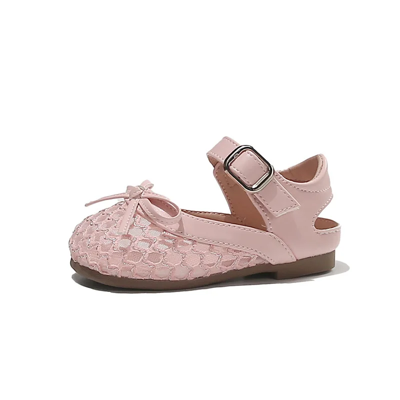

2026 Spring Summer Style Princess Half-closed heel shoes Shoes for Girls, Fashionable Breathable Casual Cute Bow Decor Woven