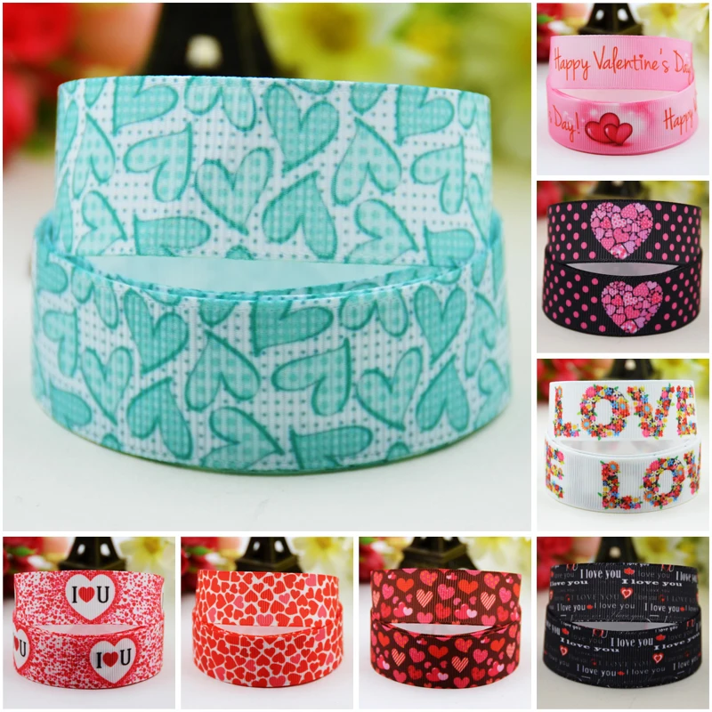 

22mm 25mm 38mm Valentine's Day LOVE Cartoon printed Grosgrain Ribbon DIY Hair Bows Merry Party Gift Decoration 10 Yards Ruban