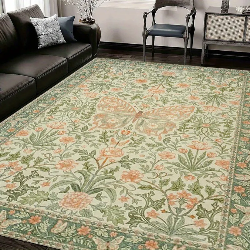 vintage-floral-butterfly-area-rugs-william-morris-style-botanical-leaf-design-sage-green-peach-for-living-room-home-decor-carpet