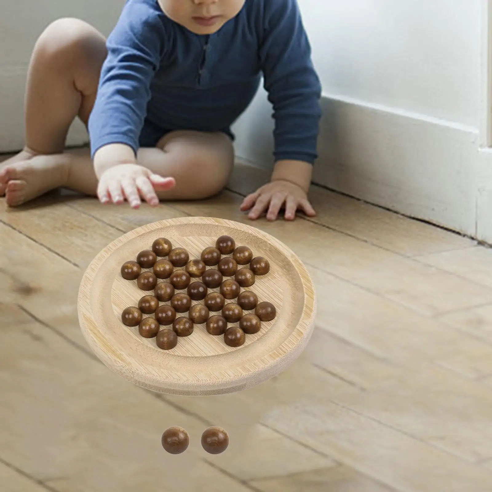Wooden Solitaire Board Game for Kids Adults Classical Educational Family Game Table Strategy Marble Puzzle Toy Travel Set