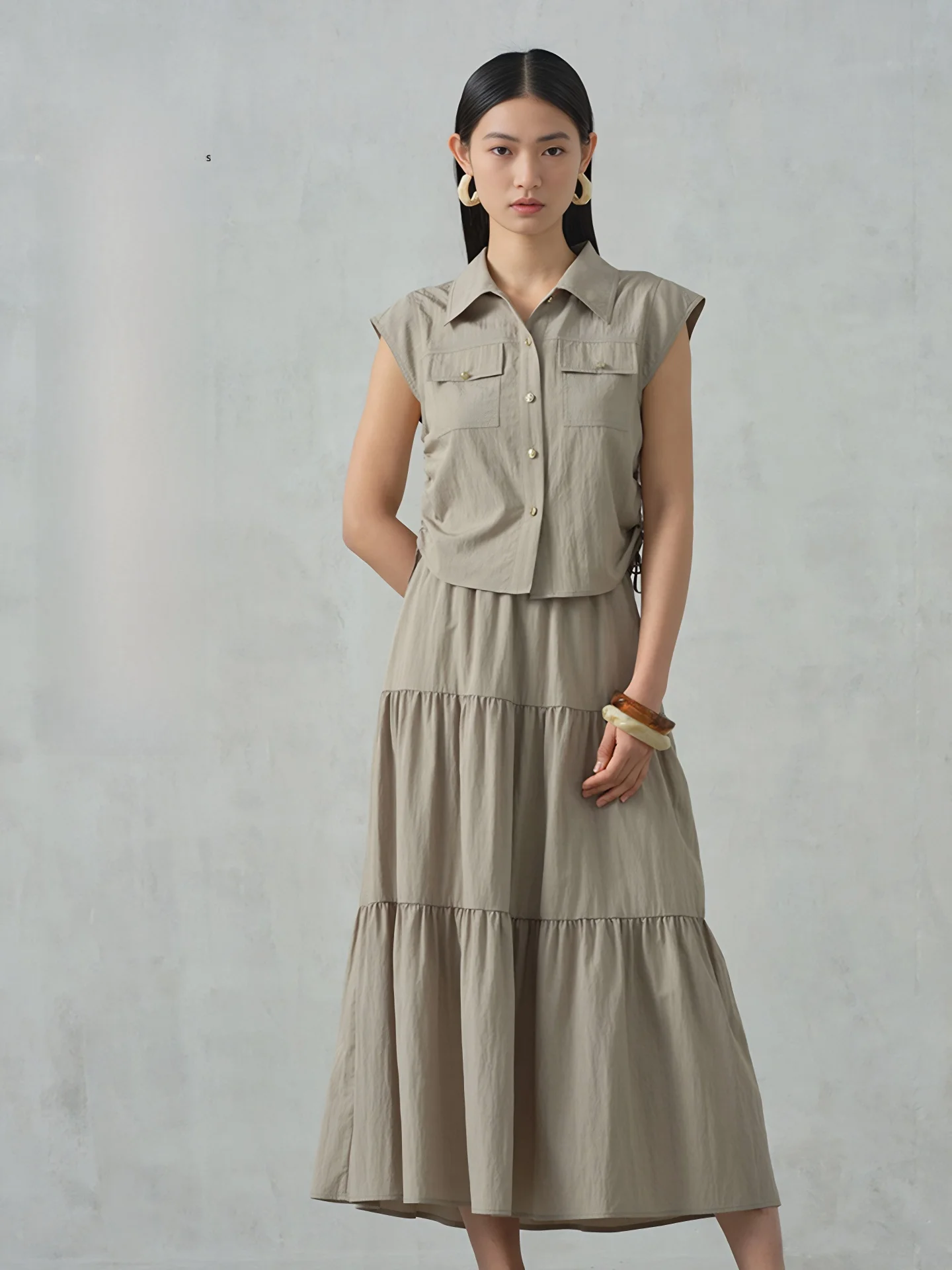Conjunto Casual de Dos Piezas Aylen para Mujer, Estilo Veraniego, Top y Falda a la Moda, de Fibra de Poliéster, Manga Corta