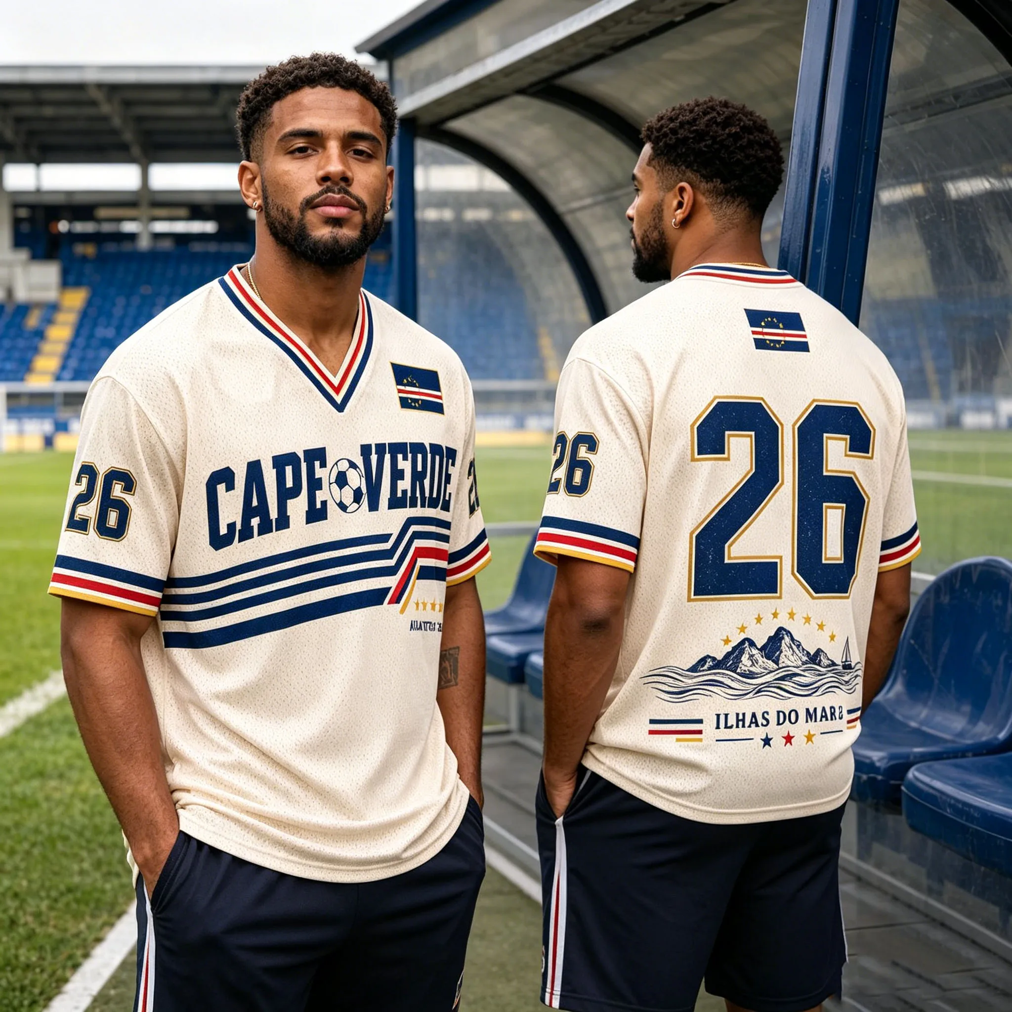 Camiseta de Fútbol Vintage de Cabo Verde 26 con Cuello en V, Camiseta de Fútbol ILHAS DO MAR 26, Camiseta Retro Informal del Partido Atlántico para Niños y Adultos