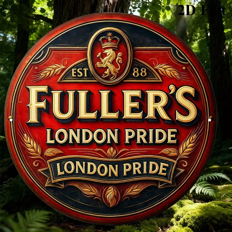 2D Flat, 1pc 8-Inch Round Vintage Malmö London Pride Beer Metal Sign Suitable for Bar, Restaurant, Cafe, Decor - Retro Brewery P