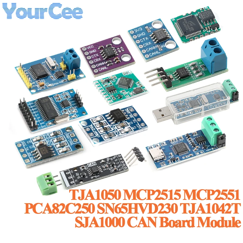 2pcs/1pc CAN Bus Module PCA82C250 SJA1000 TJA1050 MCP2515 Can Communication Development Board Module TJA1051T TJA1042T MCP2551