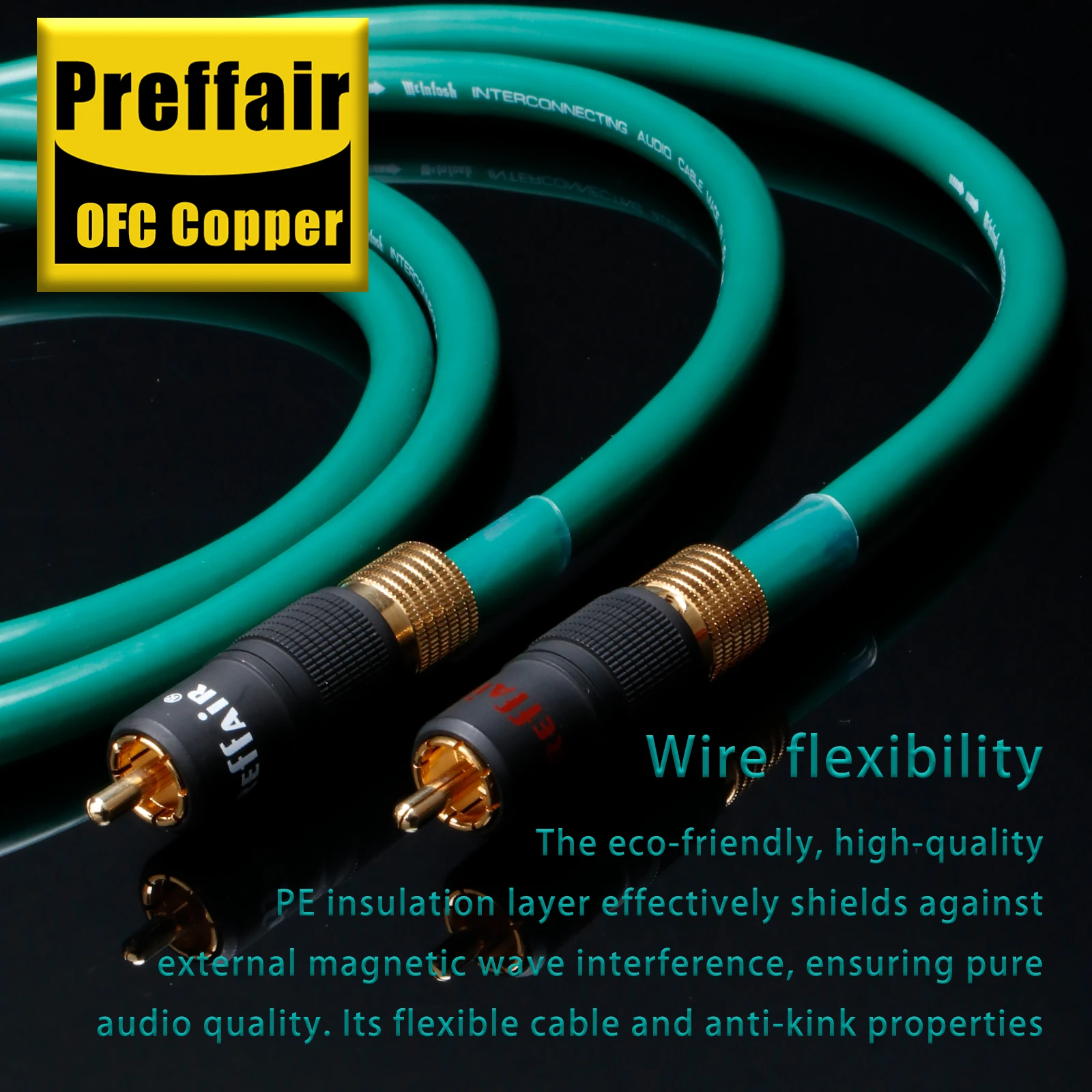 Cavo Hifi RCA da angolo placcato oro a spina diritta Cavo audio video in lega d'argento OFC Cavo di segnale di interconnessione con scudo PE