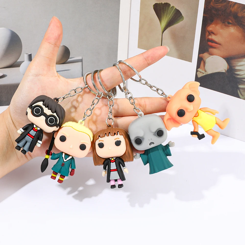 Set de 5 Llaveros de Silicona 3D con Personajes de Harry Potter: Draco, Hermione, Voldemort, Dobby, Figura de Mago, Adorno para Bolsa