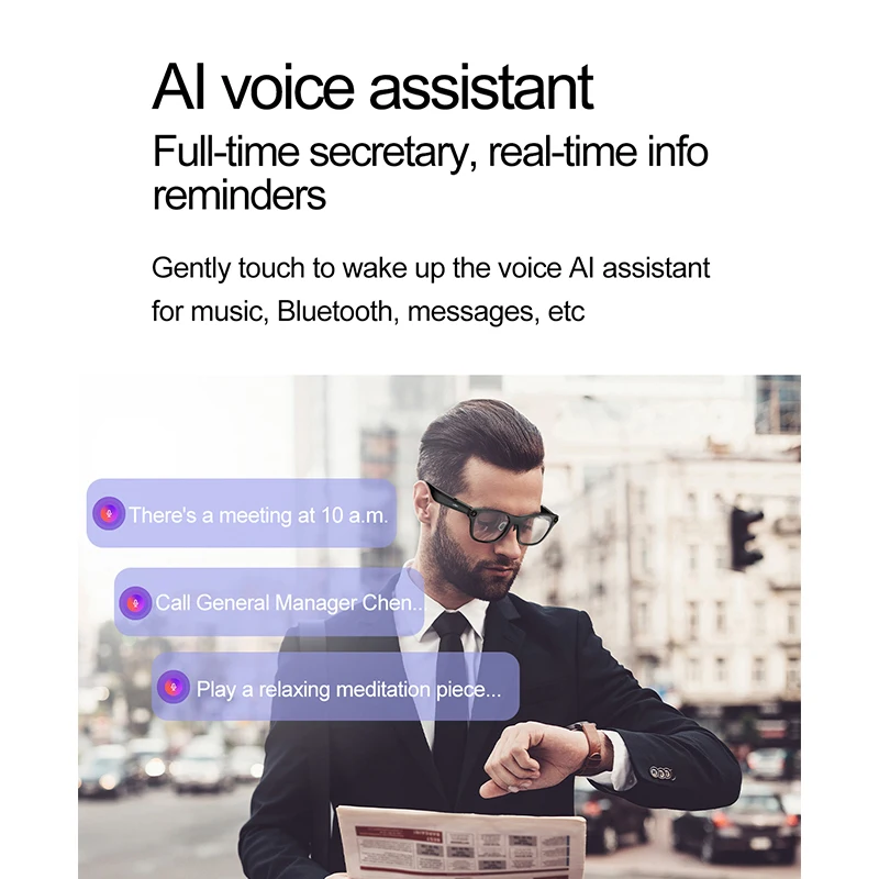 4K HD AI النظارات الذكية كاميرا بلوتوث دعوة مساعد صوتي التحكم Al lmage التعرف Al Chatgpt تسجيل ترجمة الرجال الهدايا