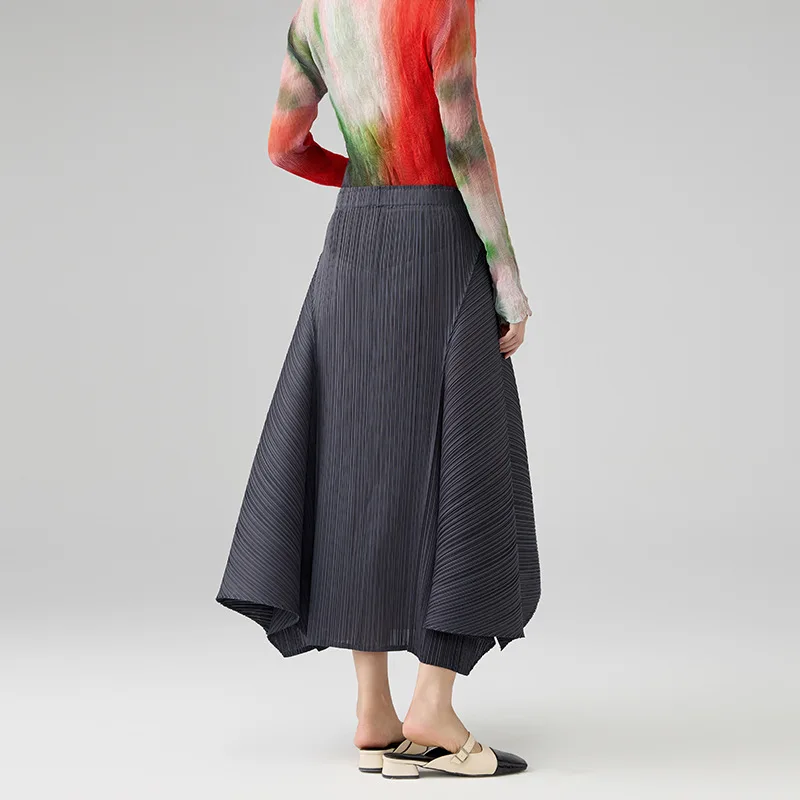 Miyake Pleated Loose Irregular Skirt Wome 2026 Summer Autumn New High Waist Korean Fashion Women Aesthetic Designer Clothes