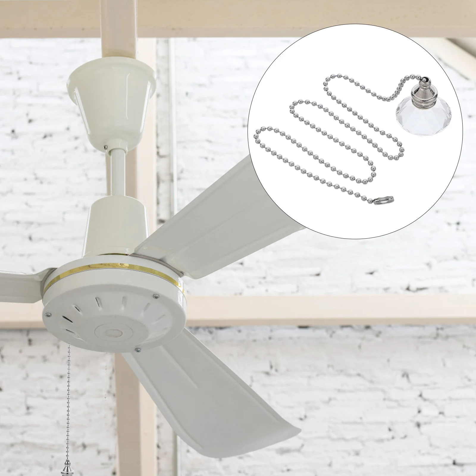 

2Pcs Crystal Fan Chain Pull Decorative Ceiling Fan Extension Chains for Lights Pendant Pull Strings Decorative Chain Extenders