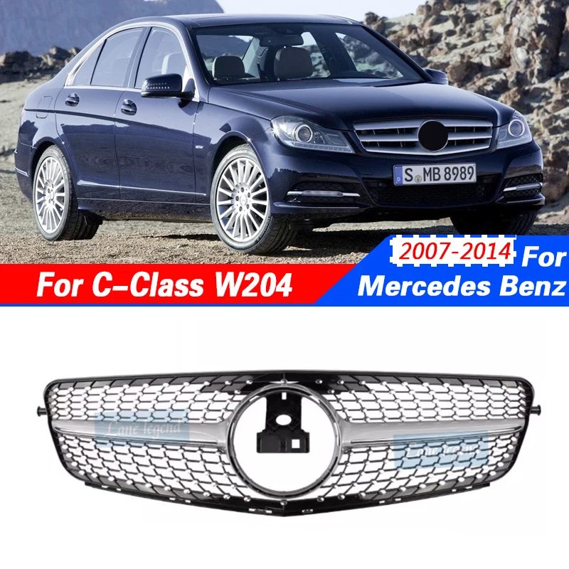 

For Mercedes Benz W204 C Class 2007-2014 paint-proof Diamond Style Tuning Front Bumper Grille Mesh New ABS Material