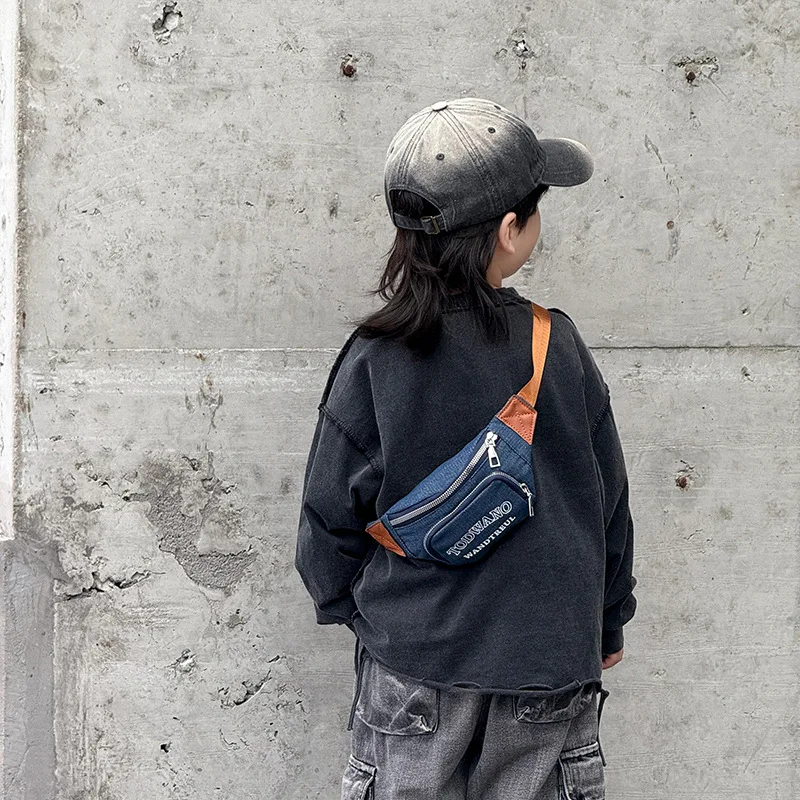 

Fashion Letter Denim Children Chest Bag Waist Bag Mobile Phone Accessory Bag Trend Crossbody Bags for Women Purse and Handbags