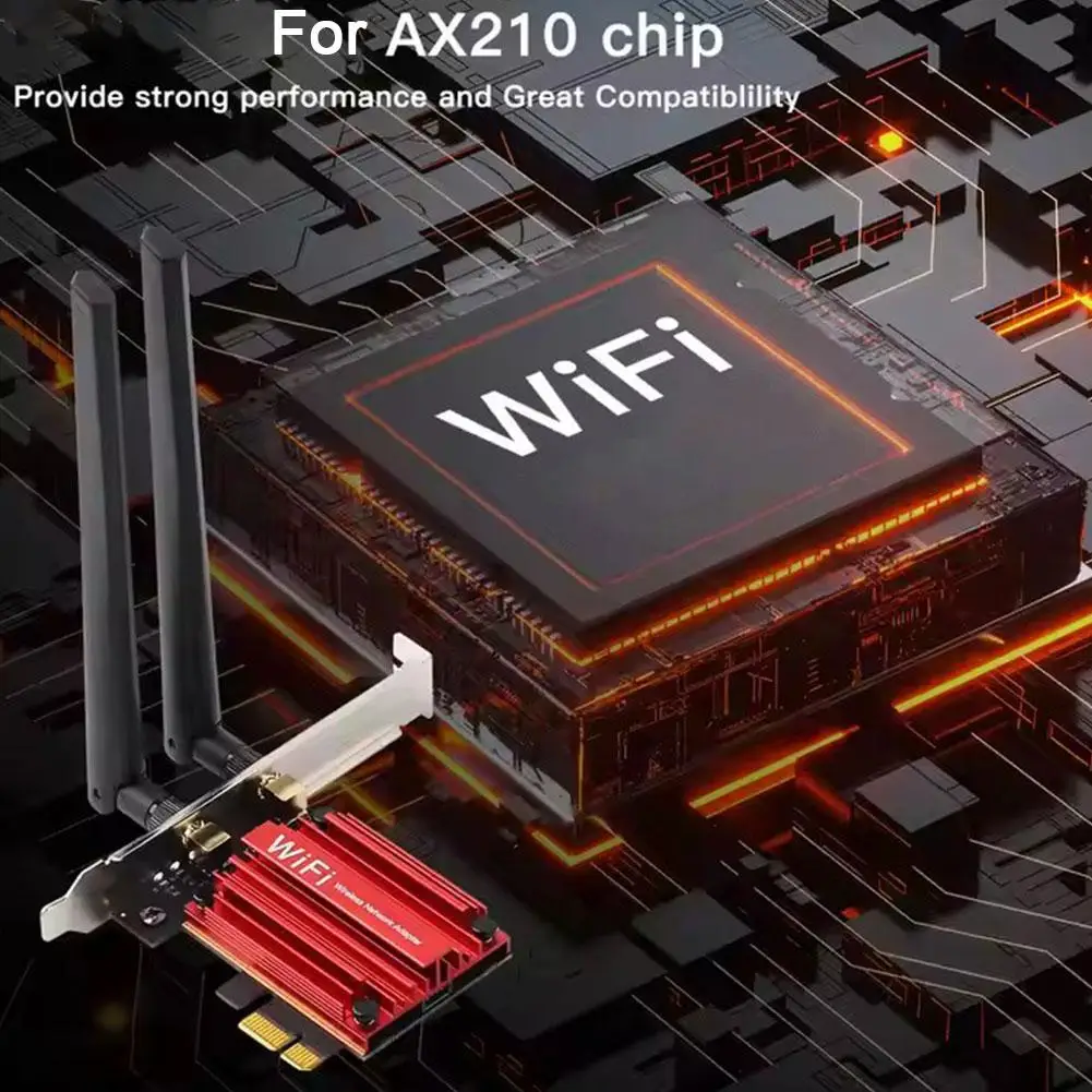 

Wi-Fi 6E AX210 Беспроводной адаптер PCI-E Трехдиапазонный 2,4G/5G/6Ghz Совместимая сетевая Wi-Fi карта BT 5.3 802.11AX для ПК Win 10/11 G5C4