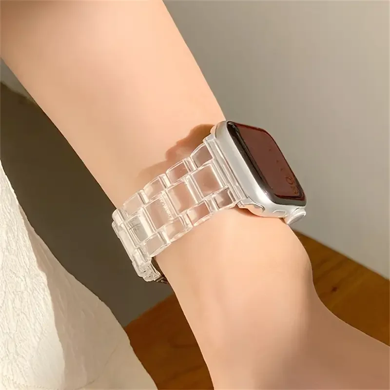 سوار ربط شفاف لساعة أبل 44 مللي متر الترا 2 49 مللي متر 41 مللي متر 45 مللي متر 40 مللي متر 42-46 مللي متر حزام + سلسلة موصل 10 9 8 7 6 5 4 SE